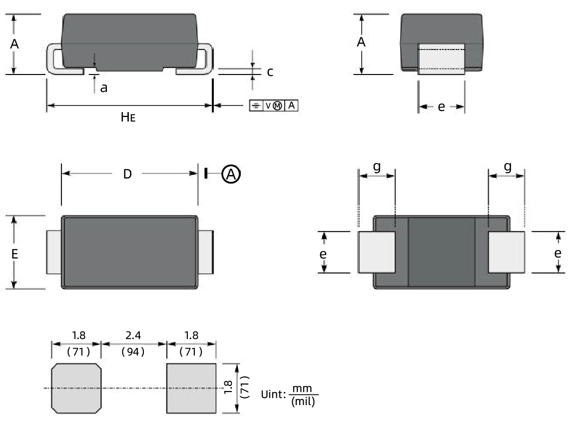 Rectifier diode S1A SMA