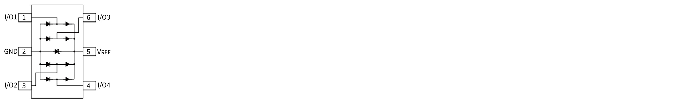 YINT ESD diodes Functional Diagram SOT23-6L ESDSRV05-4H Series